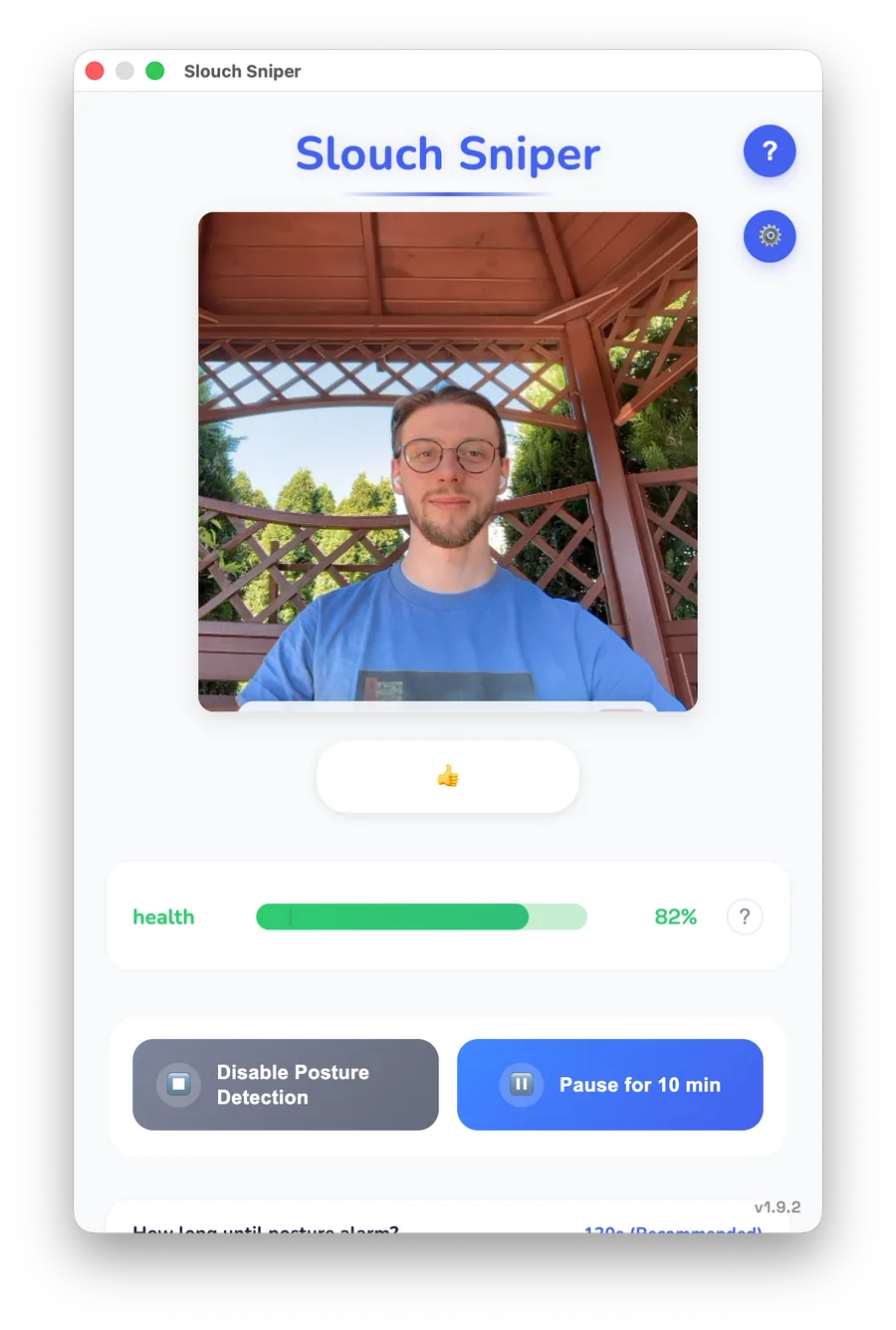 Slouch Sniper camera setup screen